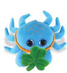 DolliBu Big Eyed Blue Crab Stuffed Animal with Green Plush Shamrock - 7 Inches