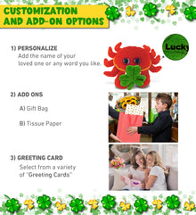 DolliBu Big Eyed Red Crab Stuffed Animal with Green Plush Shamrock - 7 Inches