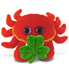DolliBu Big Eyed Red Crab Stuffed Animal with Green Plush Shamrock - 7 Inches