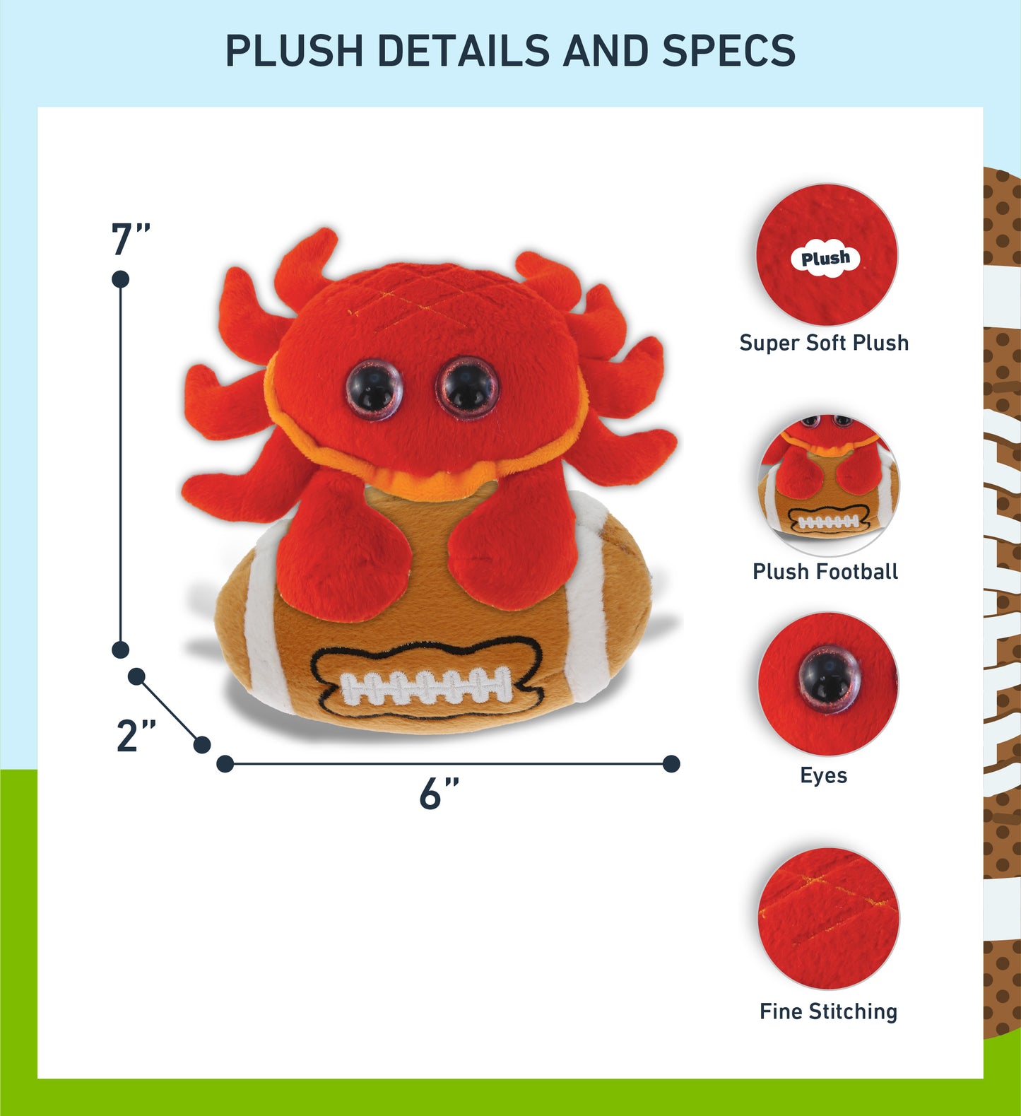 BIG EYE 6' PLUSH - RED CRAB With Football Plush