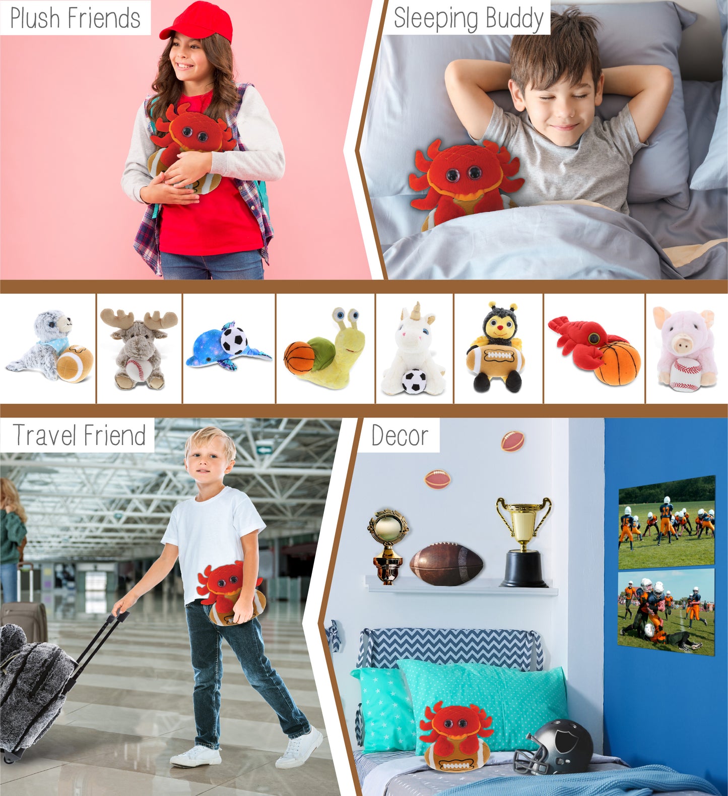 BIG EYE 6' PLUSH - RED CRAB With Football Plush