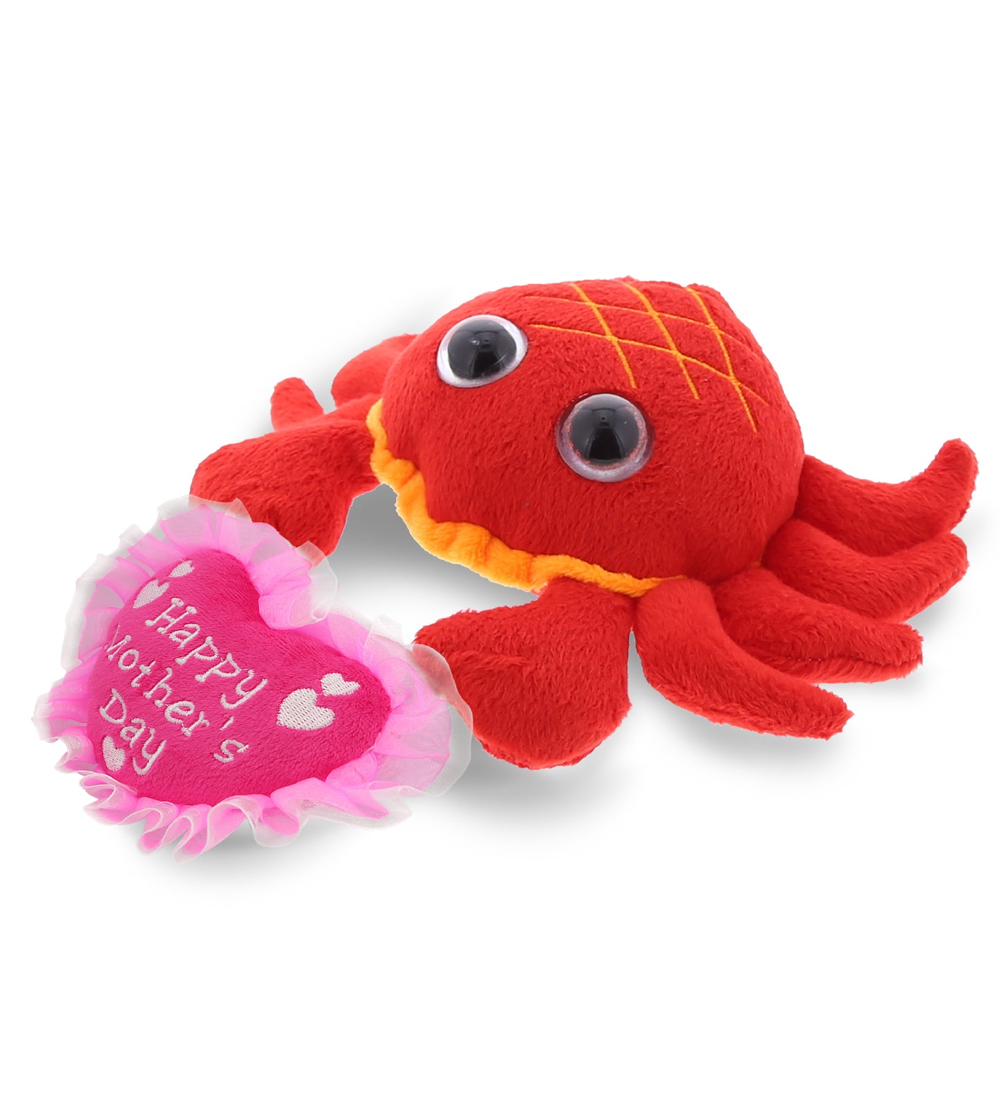 PLUSH MOTHERS DAY HEART - BIG EYE 6" PLUSH - RED CRAB