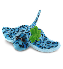 DolliBu Blue Stingray Stuffed Animal with Green Plush Shamrock - 15 Inches
