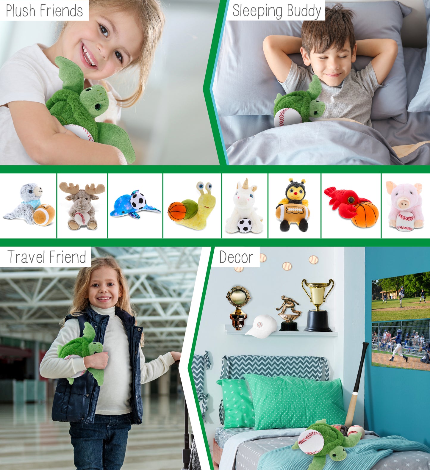 SUPER-SOFT PLUSH - GREEN SEA TURTLE 6.5" with Baseball Plush