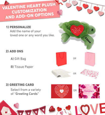 PLUSH I LOVE YOU RED HEART - SUPER-SOFT PLUSH - GREEN SEA TURTLE 6.5"