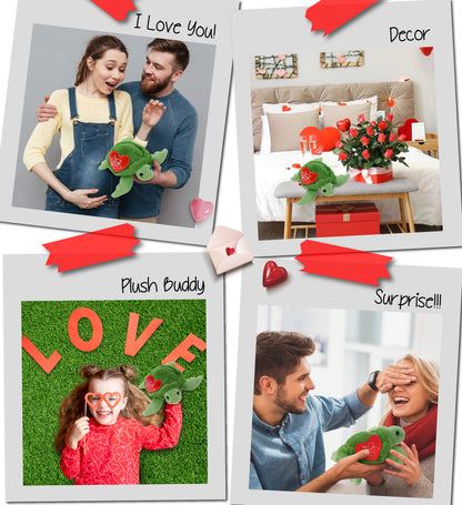 PLUSH I LOVE YOU RED HEART - SUPER-SOFT PLUSH - GREEN SEA TURTLE 6.5"