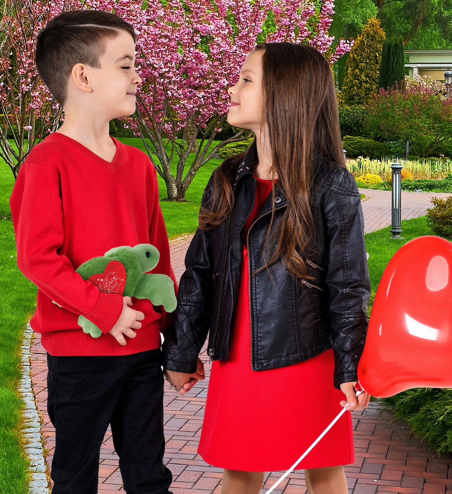 PLUSH I LOVE YOU RED HEART - SUPER-SOFT PLUSH - GREEN SEA TURTLE 6.5"