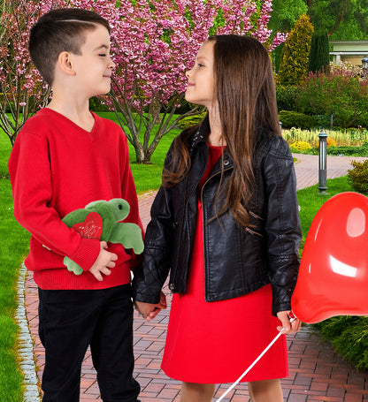 PLUSH I LOVE YOU RED HEART - SUPER-SOFT PLUSH - GREEN SEA TURTLE 6.5"