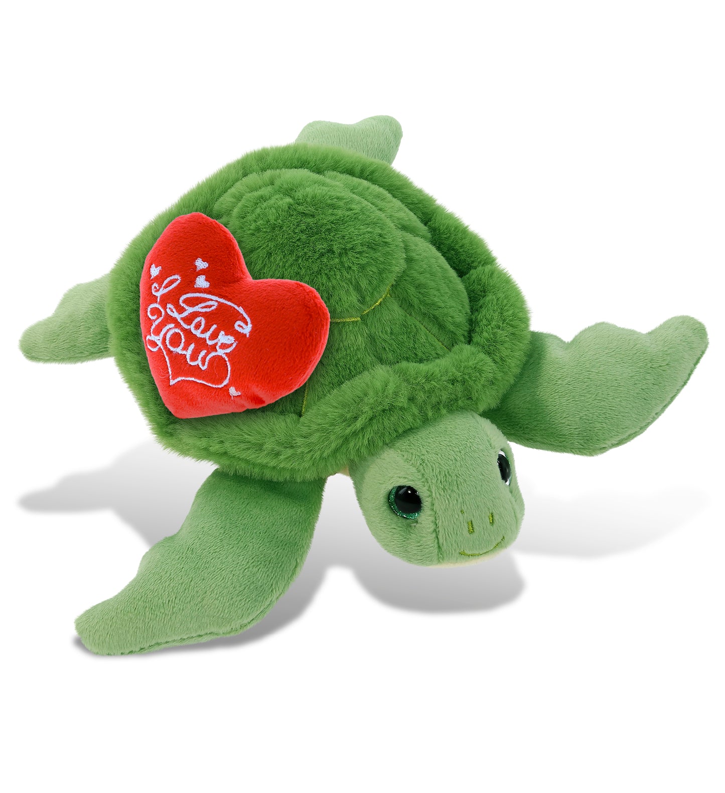 PLUSH I LOVE YOU RED HEART - SUPER-SOFT PLUSH - GREEN SEA TURTLE 6.5"