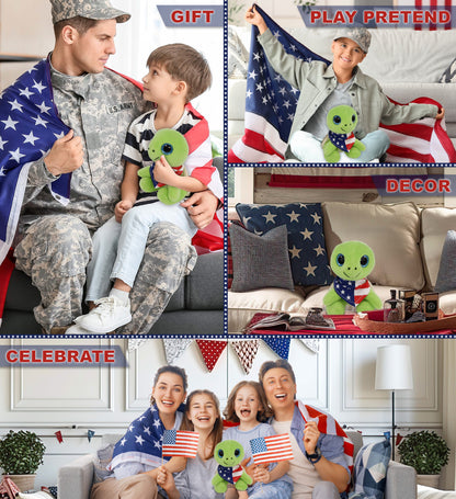 SPARKLE EYES PLUSH - SMALL GREEN SEA TURTLE WITH USA FLAG BANDANA