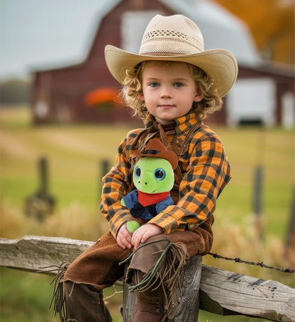 SPARKLE EYES PLUSH - SMALL GREEN SEA TURTLE COWBOY DRESS UP