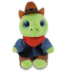SPARKLE EYES PLUSH - SMALL GREEN SEA TURTLE COWBOY DRESS UP