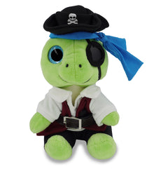SPARKLE EYES PLUSH - SMALL GREEN SEA TURTLE WITH PIRATE DRESS UP