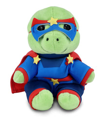SPARKLE EYES PLUSH - SMALL GREEN SEA TURTLE WITH SUPER HERO DRESS UP