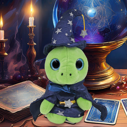 SPARKLE EYES PLUSH - SMALL GREEN SEA TURTLE WITH WIZARD DRESS UP