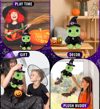 SPARKLE EYES PLUSH - SMALL GREEN SEA TURTLE WITH WITCH DRESS UP