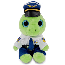 SPARKLE EYES PLUSH - SMALL GREEN SEA TURTLE WITH PILOT DRESS UP