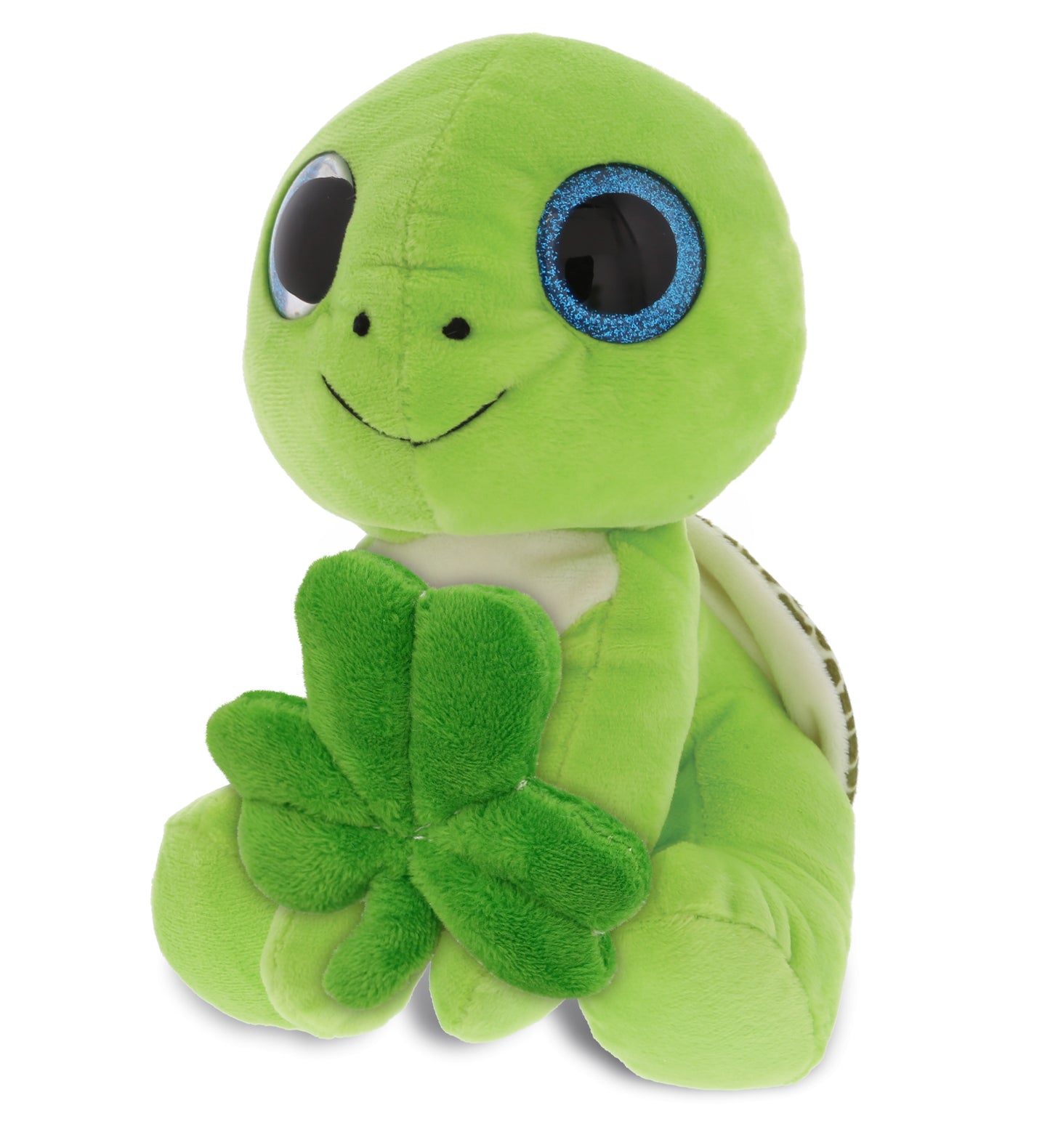 DolliBu Green Sea Turtle Stuffed Animal with Green Plush Shamrock - 6 Inches