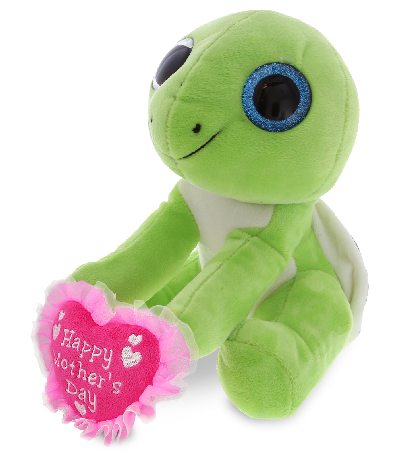 PLUSH MOTHERS DAY HEART - SPARKLE EYES PLUSH - SMALL GREEN SEA TURTLE