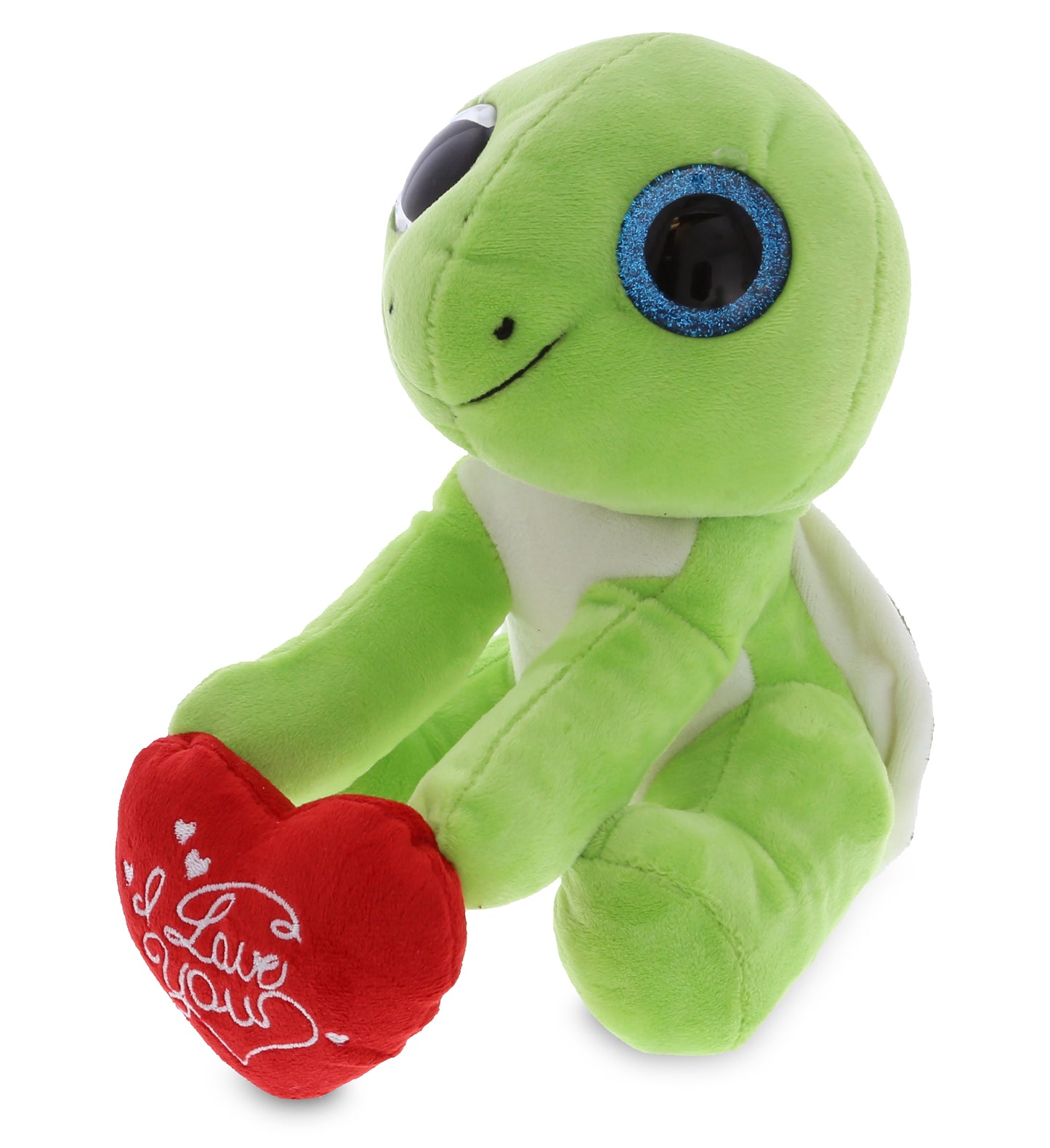 PLUSH I LOVE YOU RED HEART - SPARKLE EYES PLUSH - SMALL GREEN SEA TURTLE