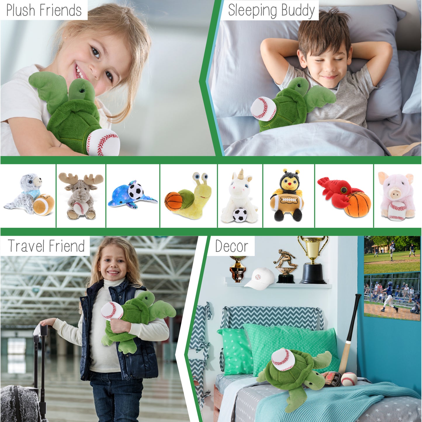 SUPER-SOFT PLUSH - GREEN SEA TURTLE 13" with Baseball Plush
