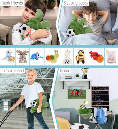 SUPER-SOFT PLUSH - GREEN SEA TURTLE 13" with Soccer Plush