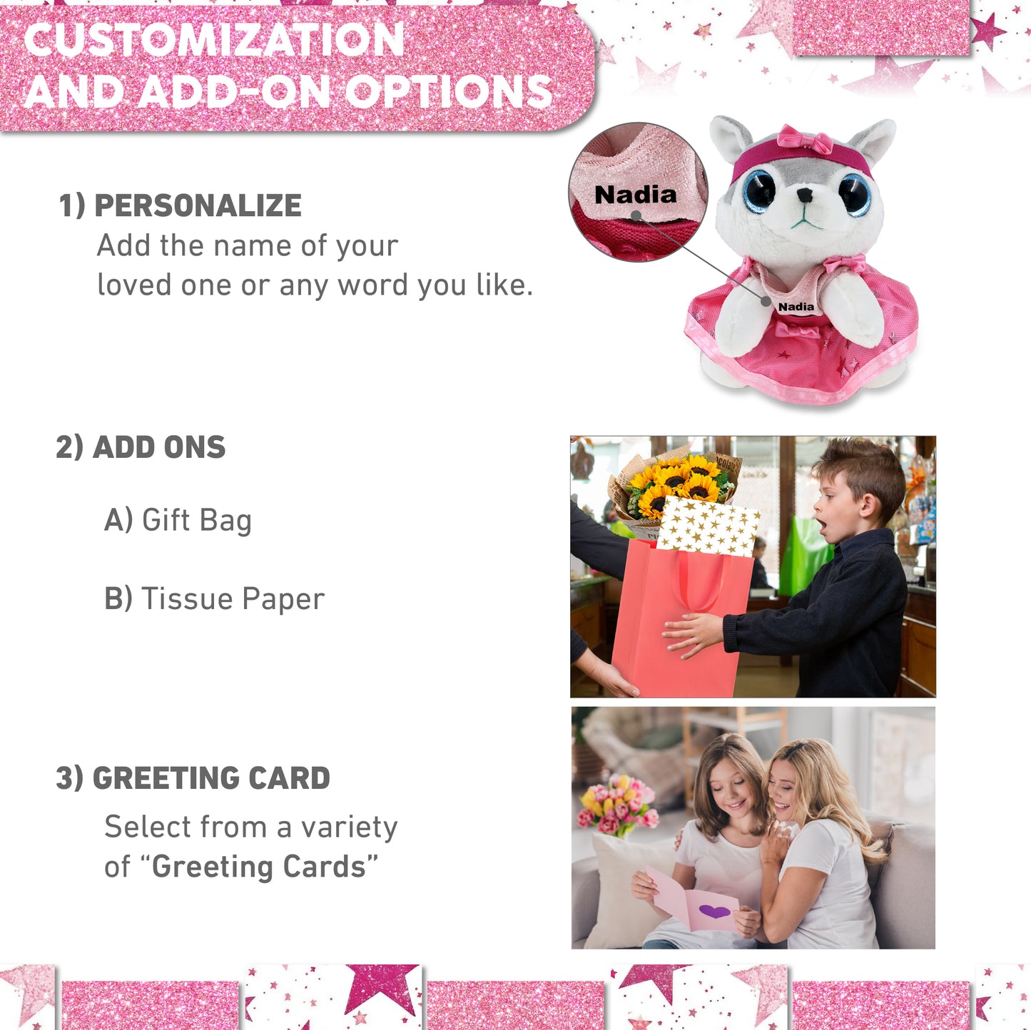 SPARKLE EYES PLUSH - SMALL WOLF WITH BALLERINA DRESS UP