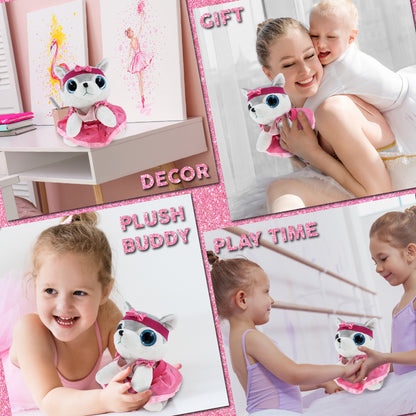 SPARKLE EYES PLUSH - SMALL WOLF WITH BALLERINA DRESS UP
