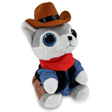 SPARKLE EYES PLUSH - SMALL WOLF With COWBOY Dress Up