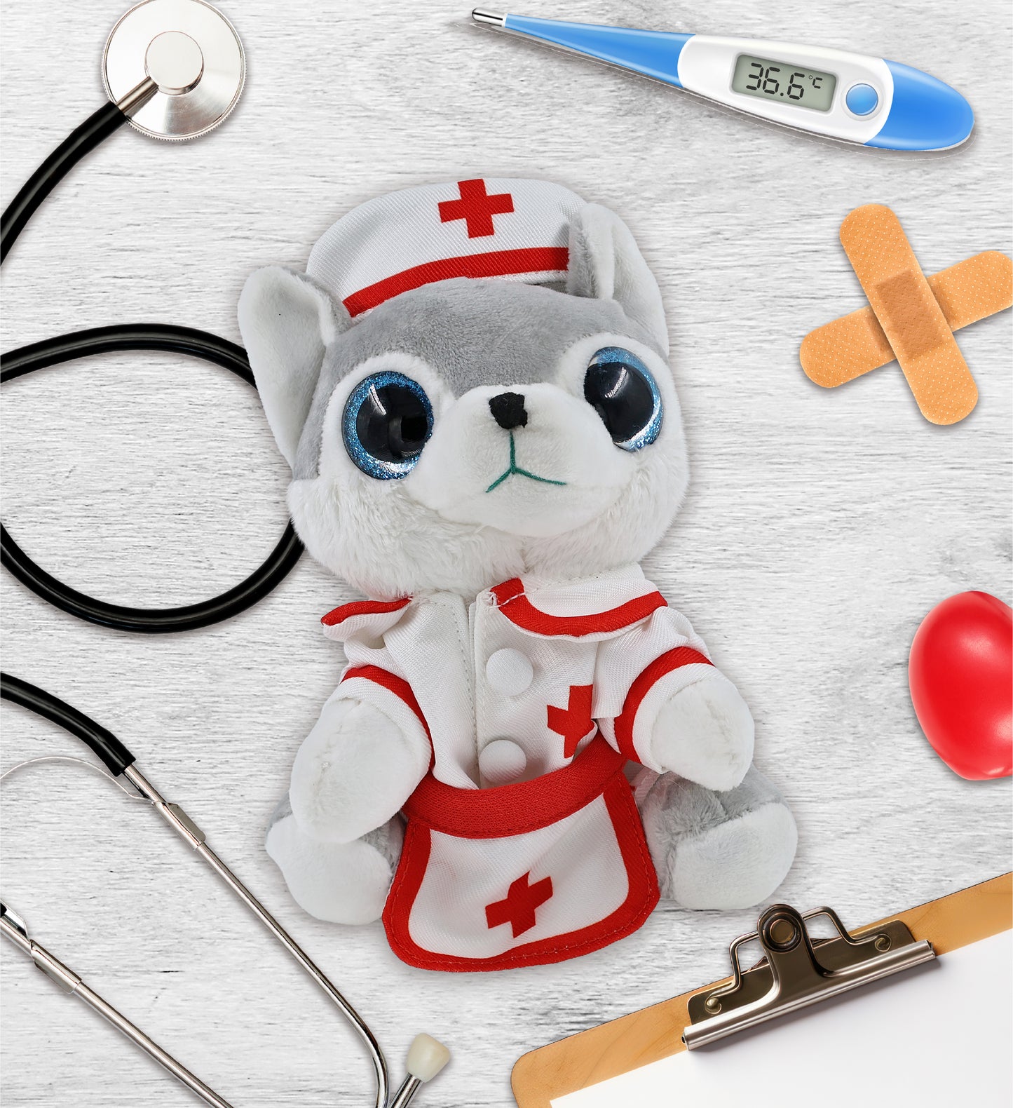 SPARKLE EYES PLUSH - SMALL WOLF NURSE