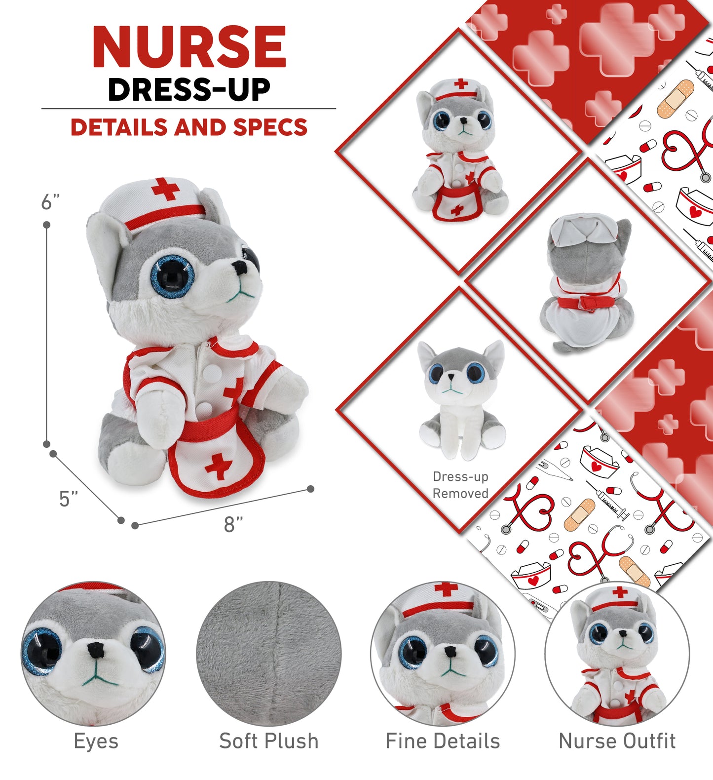 SPARKLE EYES PLUSH - SMALL WOLF NURSE