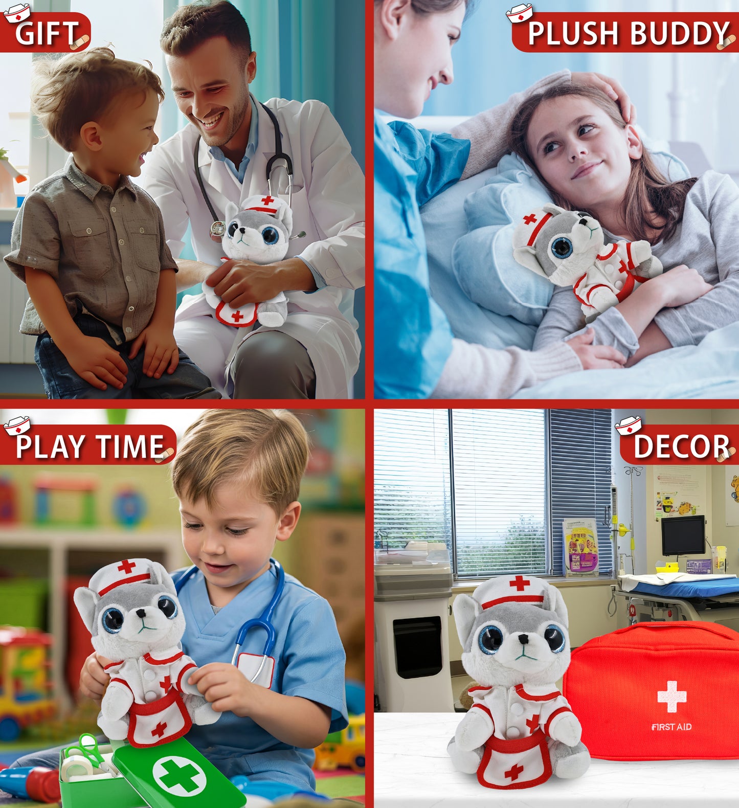 SPARKLE EYES PLUSH - SMALL WOLF NURSE