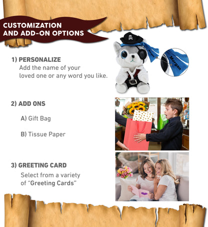 SPARKLE EYES PLUSH - SMALL WOLF PIRATE DRESS UP