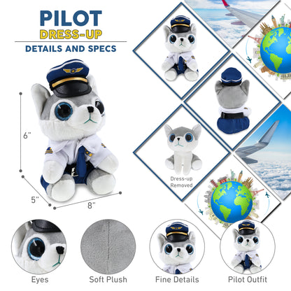 SPARKLE EYES PLUSH - SMALL WOLF PILOT DRESS UP
