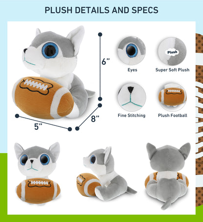 SPARKLE EYES PLUSH - SMALL WOLF With Football Plush