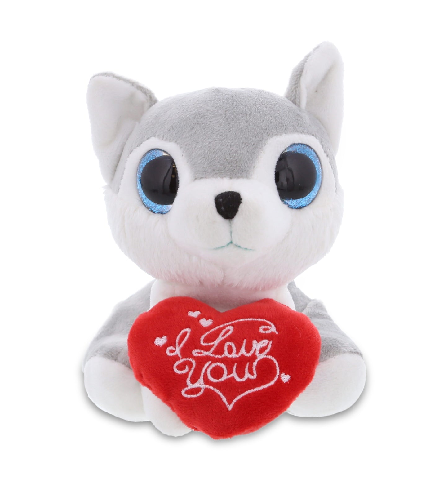 PLUSH I LOVE YOU RED HEART - SPARKLE EYES PLUSH - SMALL WOLF