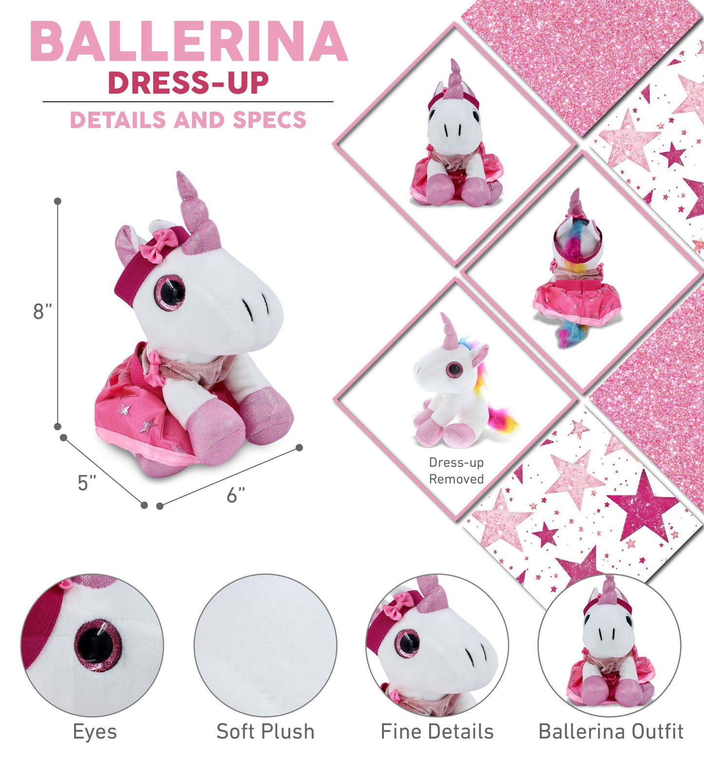 SPARKLE EYES PLUSH - WHITE UNICORN Ballerina
