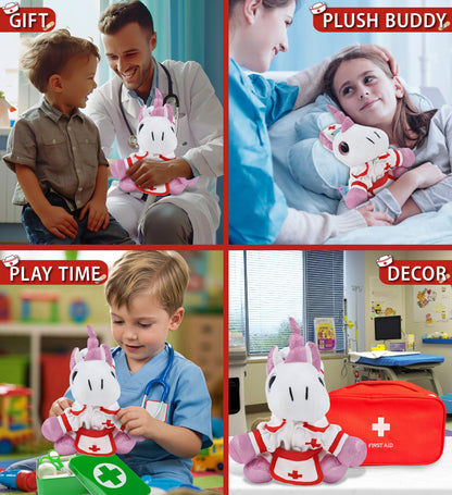 SPARKLE EYES PLUSH - WHITE UNICORN NURSE DRESS UP