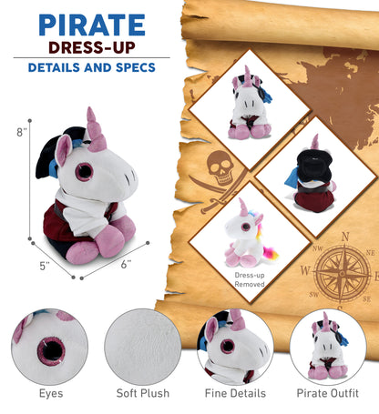 SPARKLE EYES PLUSH - WHITE UNICORN WITH PIRATE DRESS UP