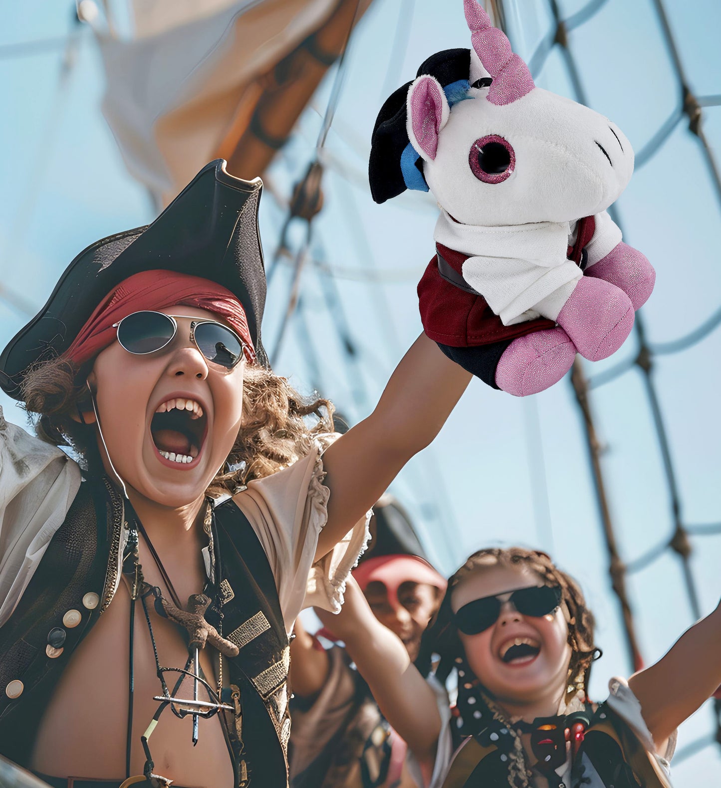 SPARKLE EYES PLUSH - WHITE UNICORN WITH PIRATE DRESS UP
