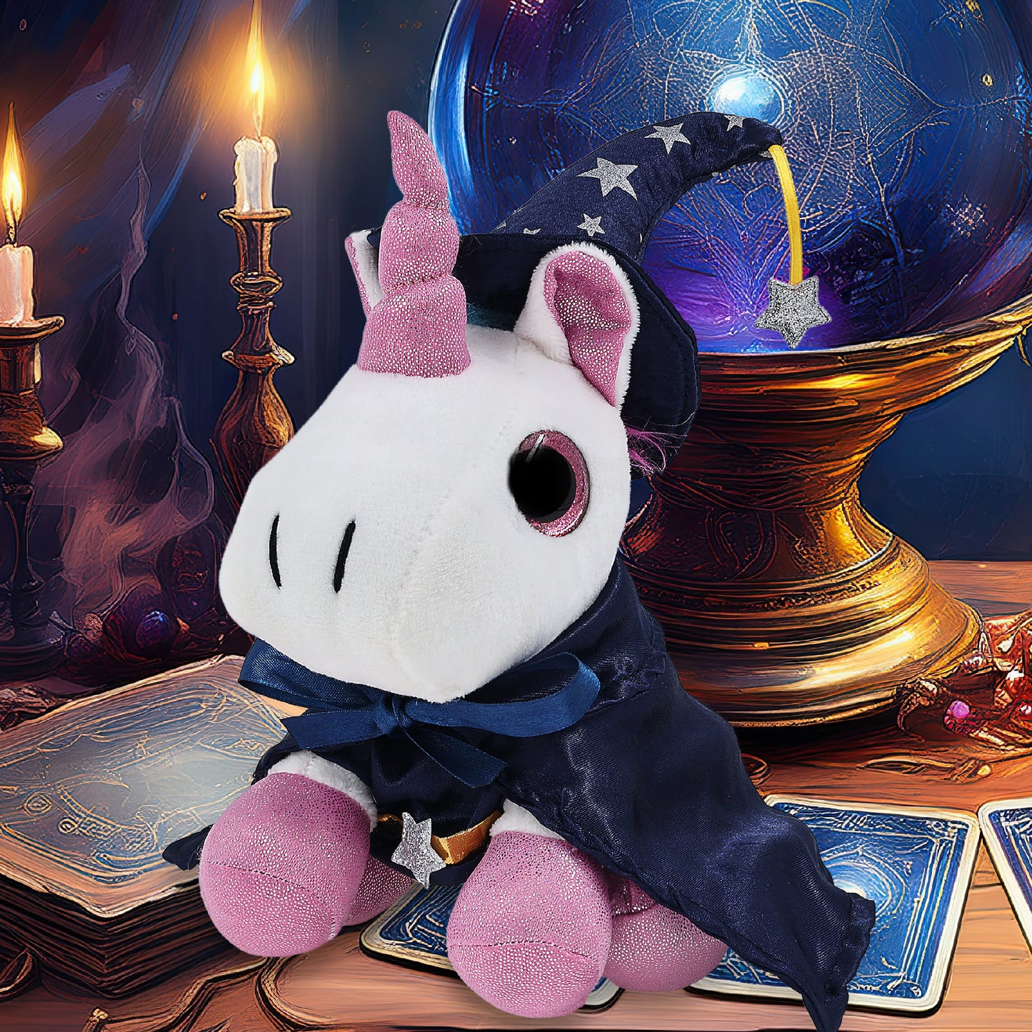SPARKLE EYES PLUSH - WHITE UNICORN WITH WIZARD DRESS UP