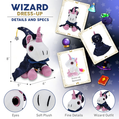 SPARKLE EYES PLUSH - WHITE UNICORN WITH WIZARD DRESS UP
