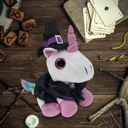 SPARKLE EYES PLUSH - WHITE UNICORN WITH WITCH DRESS UP