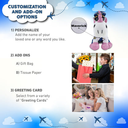 SPARKLE EYES PLUSH - WHITE UNICORN WITH PILOT DRESS UP
