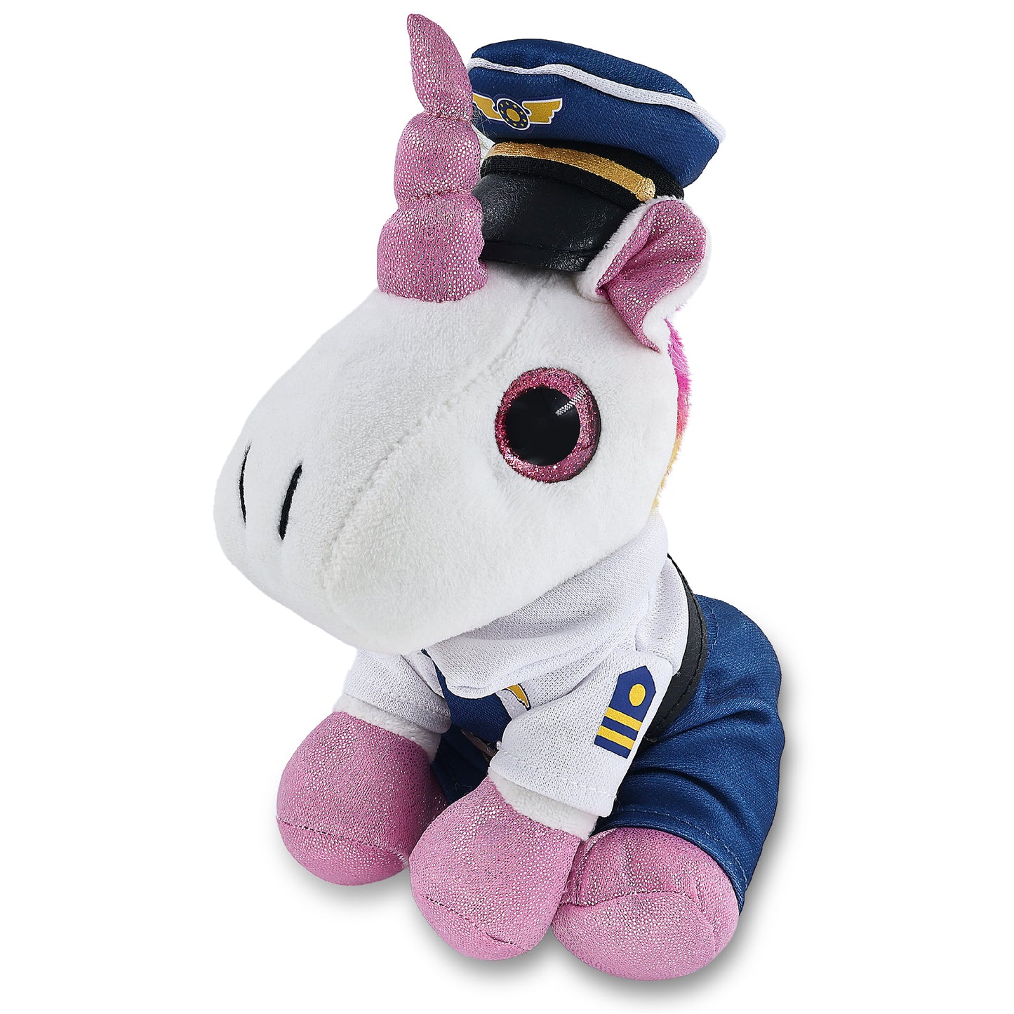 SPARKLE EYES PLUSH - WHITE UNICORN WITH PILOT DRESS UP