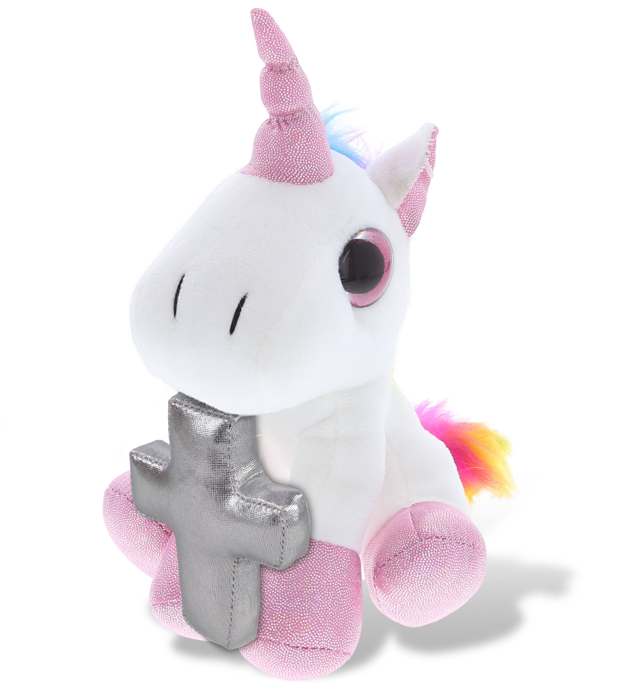 PLUSH CROSS - SPARKLE EYES PLUSH - WHITE UNICORN