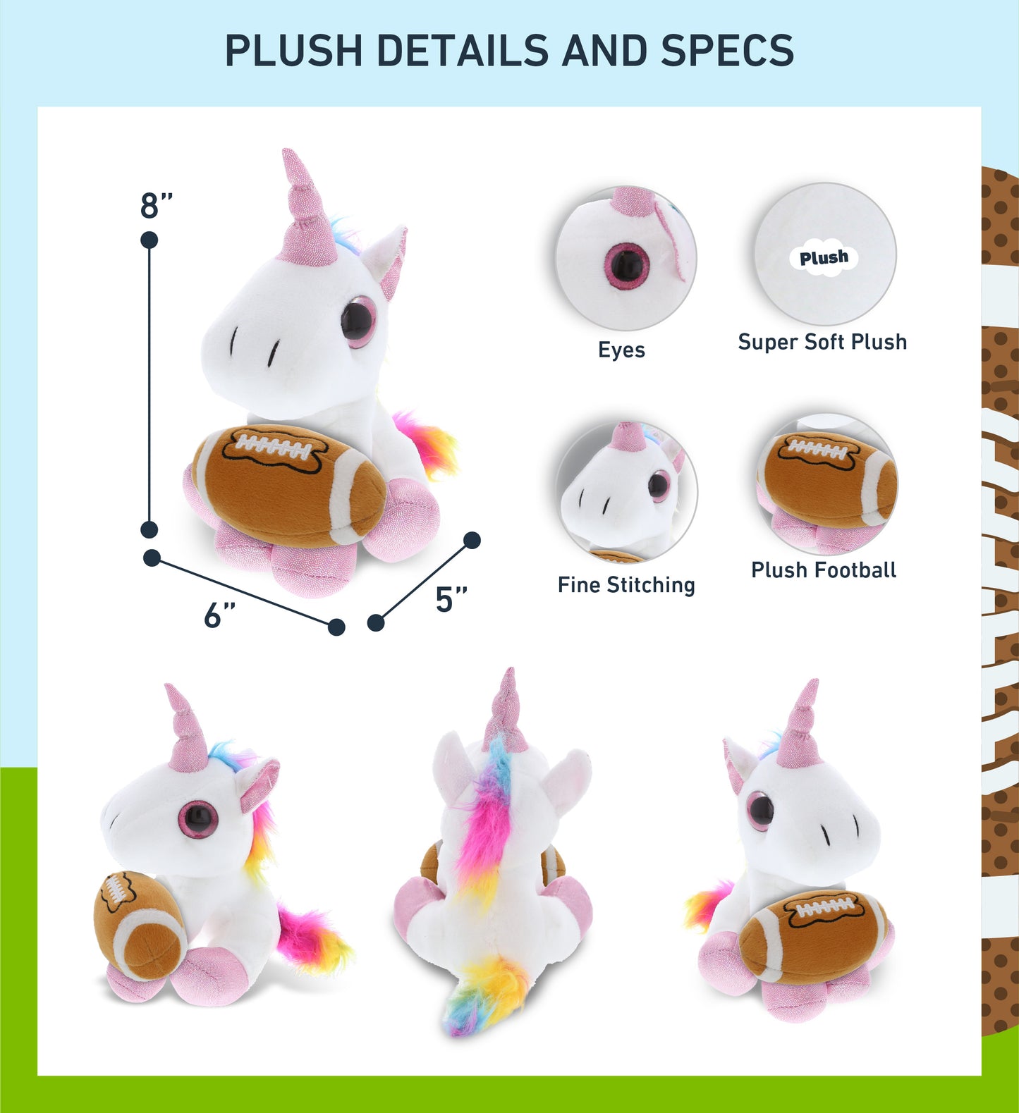 SPARKLE EYES PLUSH - WHITE UNICORN With Football Plush