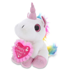 PLUSH MOTHERS DAY HEART - SPARKLE EYES PLUSH - WHITE UNICORN