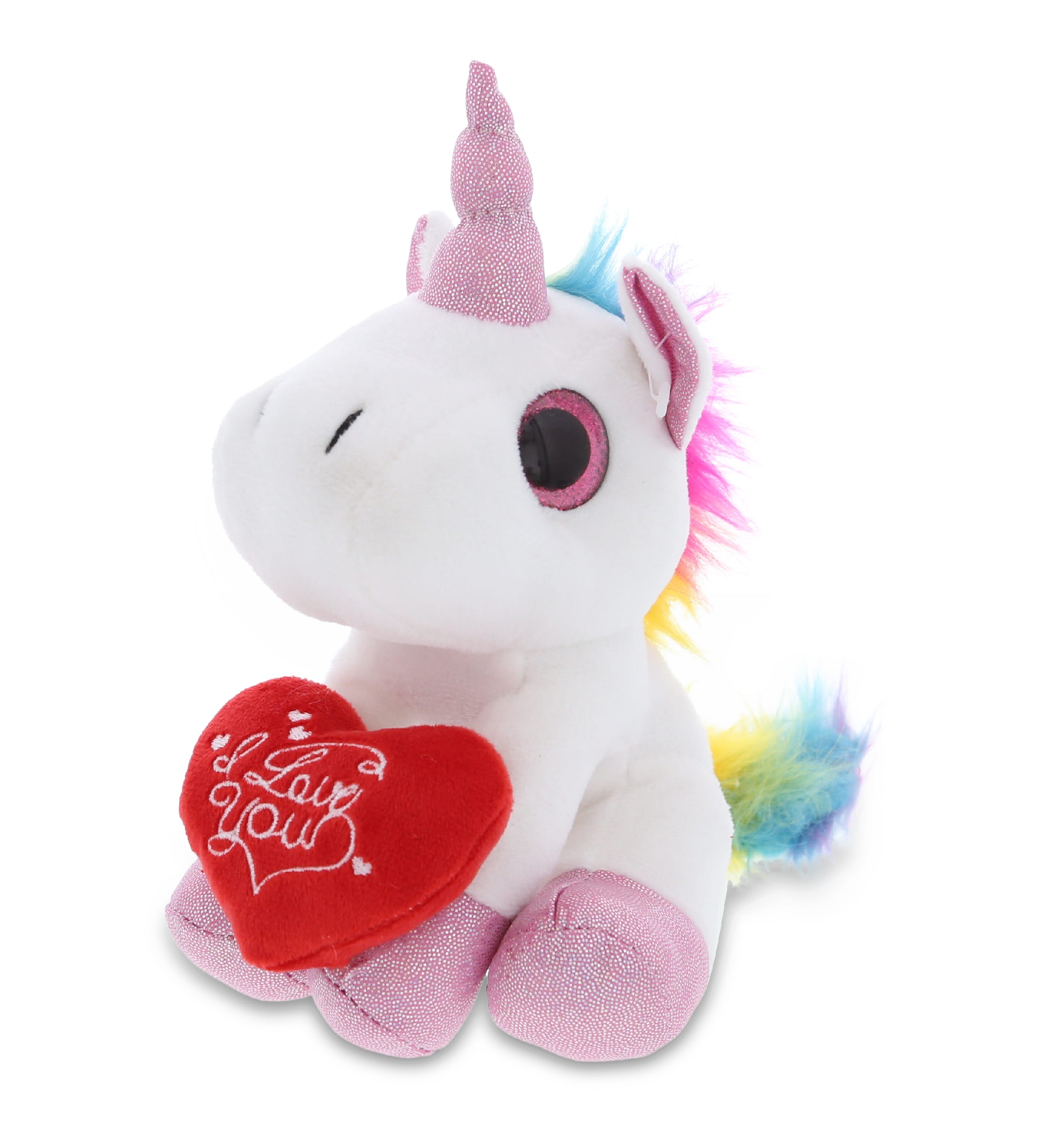 PLUSH I LOVE YOU RED HEART - SPARKLE EYES PLUSH - WHITE UNICORN