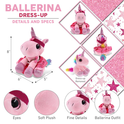 SPARKLE EYES PLUSH - PINK UNICORN WITH BALLERINA DRESS UP